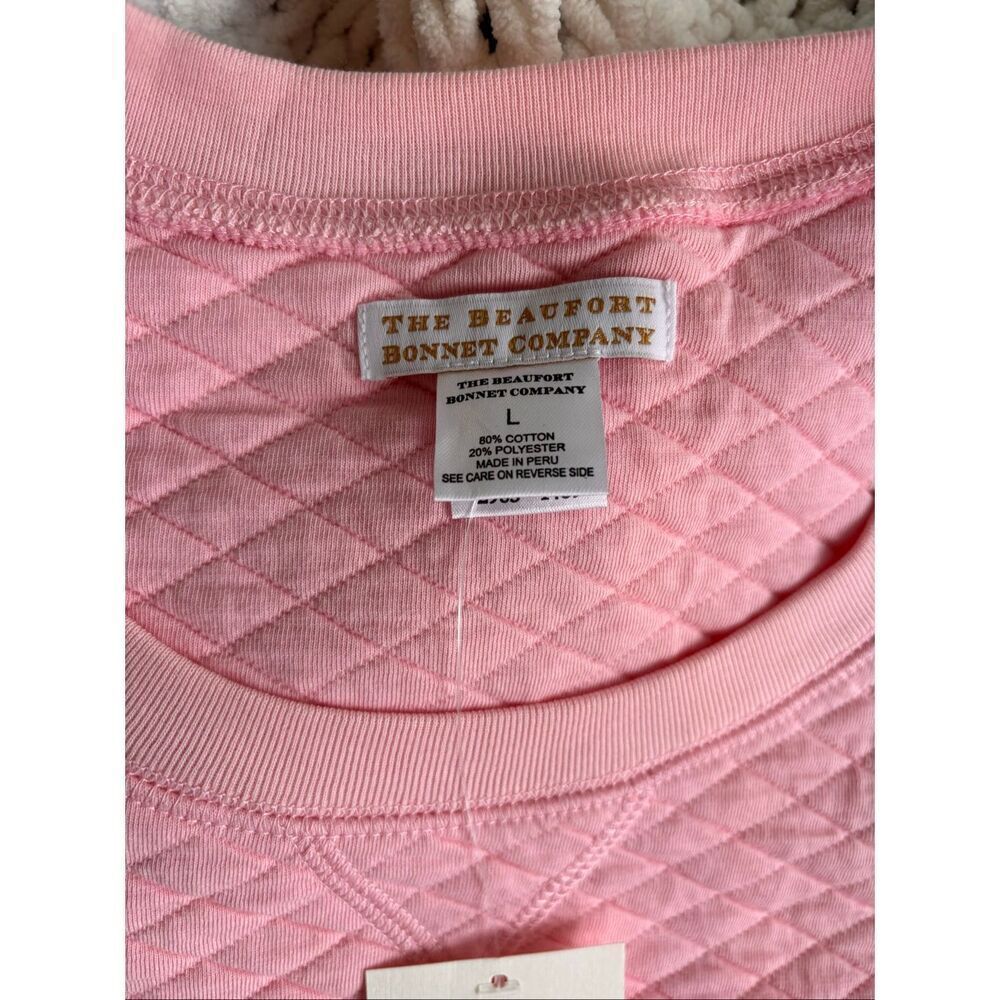NWT The Beaufort Bonnet Company Pink Quilted Crewneck Pullover coastal loungewea - Picture 5 of 9